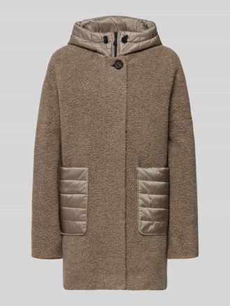 Gil Bret Teddyjacke aus Woll-Mix mit Kapuze und aufgesetzten Taschen in Beige Melange, Gr&ouml;&szlig;e 40