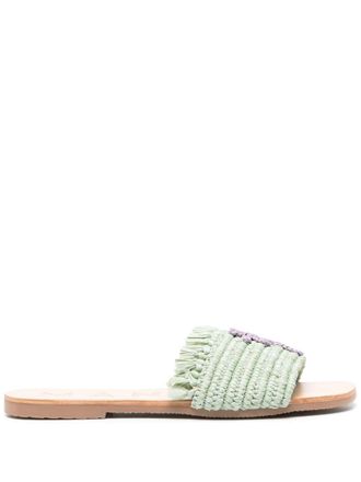 Maneb&igrave; Yucat&aacute;n logo-patch flat sandals - Green
