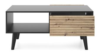 AKL FURNITURE Mesa de centro efecto madera Crema y Negro