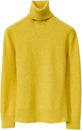 Fabiana Filippi Gele turtleneck trui met pailletten - Dames - Coltruien - Geel - M - Pailletten - Truien & Vesten