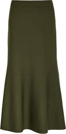 Jonathan Simkhai Layne Ribbed Merino Wool Midi Skirt - Khaki - S (UK8-10 / S)