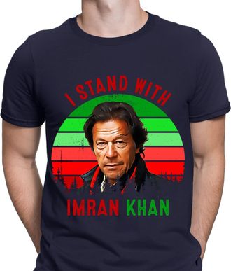 Generic Free Imran Khan Show Your Support PTI Pakistan Mens T-Shirts Tee Top DGV8 Navy Blue S