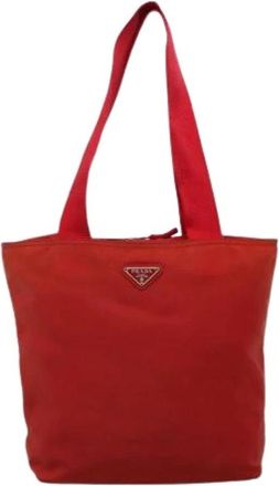 Prada Pre-owned Tote Bags, female, Red, Size: ONE SIZE Pre-owned Vintage zip tote