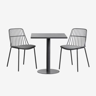 Sklum Sklum - Set De Mesa Cuadrada 70x70 Cm Mizzi Y 2 Sillas De Jard&iacute;n Maeba