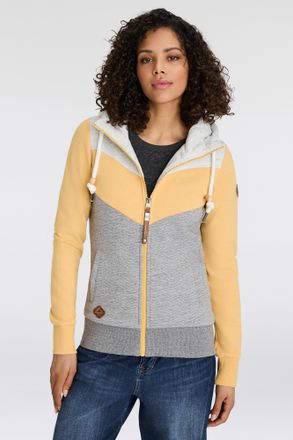 Ragwear Sweatjacke RAGWEAR TREGA ZIP O, Damen, Gr. XXL, gelb, Sweatware, Obermaterial: 70% Baumwolle, 30% Polyester, bedruckt, kontrastfarbene Details, mehrfa