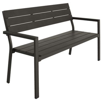 TecTake Line 2-Seater Garden Bench with Aluminum Frame, 128x59x88 cm in Dark Grey | Size: 2 Seater