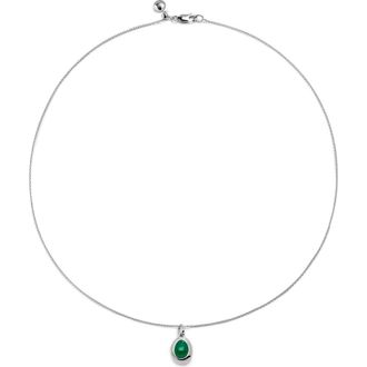 Monica Vinader Birthstone Locket Necklace in Sterling Silver /Green Onyx at Nordstrom