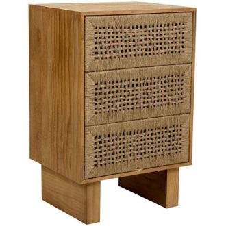 Wanderlust Deco Wanderlust Deco - Mesita de noche de madera y cuerda trenzada marrón 45x36x55
