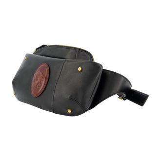 Versace Mens Logo-Embossed Lambskin Belt Bag Black