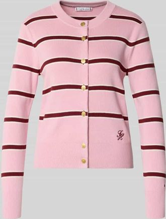 Tommy Hilfiger Regular Fit Strickjacke aus reiner Baumwolle in Pink, Gr&ouml;&szlig;e XL