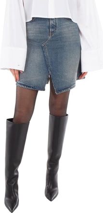 Maison Margiela Logo Patch Faded Denim Skirt, Brand Size 38 (US Size 4)