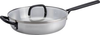 Zwilling Milano Stainless Steel 4-qt Stainless Steel Saute Pan with Helper Handle and Lid