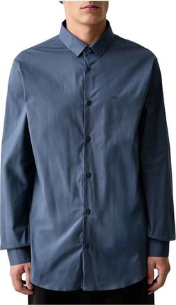 A|X Armani Exchange Camisa de Algod&oacute;n Ajustada - Shirts - Hombre - Azul - 2XL