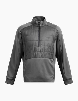 Under Armour Mens Solid Patterned Fleece Half Zipper Ribbed Cuff Jacket - Grey - Size: 38/Regular