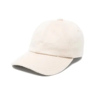 Jacquemus Caps, female, Beige, Size: 58 CM Beige Wool Felt Embroidered Logo Hat