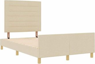 vidaXL Estructura De Cama Con Cabecera Crema 140 X 190 Cm Tela Vidaxl