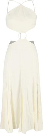 Cult Gaia Cutout Halter Neck Backless Midi Dress in Ivory Linen