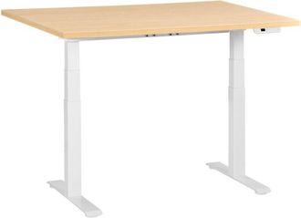 Beliani Beliani - Escritorio De Altura Regulable El&eacute;ctrico Moderno Patas Cuadradas 120 X 60 Cm Tablero Marr&oacute;n Claro Base Blanca Destines