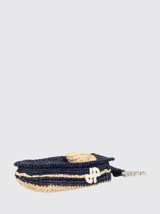 Patou Bicolor Crochet Raffia Keychain with Embroidered Logo