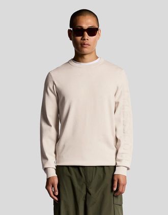 Lyle & Scott Lyle And Scott Mens Mesh Logo Crew Neck Jumper - White - Size: 40