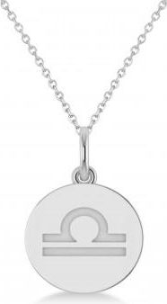 Allurez Libra Disk Zodiac Pendant Necklace 14k White Gold