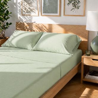 KASANOVA Completo letto matrimoniale cotone tinta unita verde