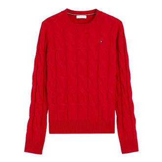 Tommy Hilfiger Jersey de Lana Suave con Cuello Redondo - Knitwear - Mujer - Rojo - XS
