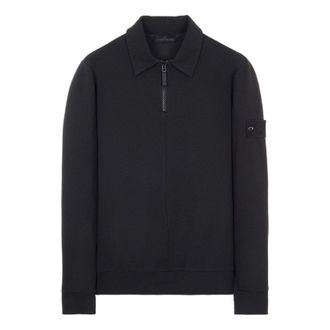 Stone Island Ghost Half Zip Collared Sweat Black 7615629F3-V0029