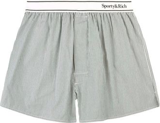 Sporty & Rich Shorts con vita a righe - Bianco