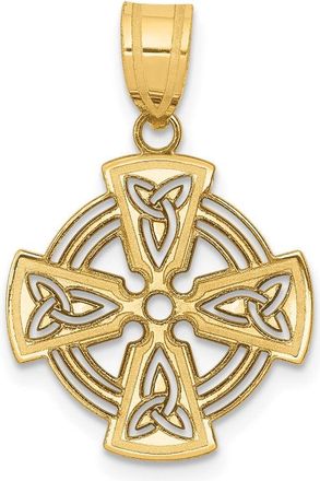 Diamond2Deal 14k Yellow Gold Laser-Cut Celtic Cross Charm Pendant