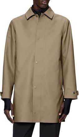 Rains Nara Waterproof Longline Rain Jacket with Removable Hood in Beige at Nordstrom, Size X-Large