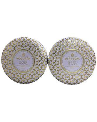 Voluspa Pack Of 2 12Oz Suede Blanc 3-Wick Tin Candles