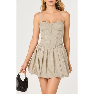 ASTR the Label Chasity Corset Top in Tan/Black Plaid at Nordstrom, Size X-Small