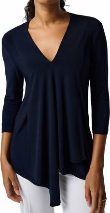 Joseph Ribkoff V-Neck Asymmetric Tunic In Midnight