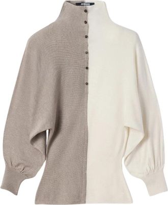 Jacquemus Tweekleurige Top - Dames - Ronde hals truien - Beige - S - Truien & Vesten