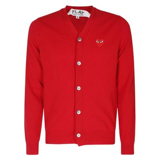 Comme Des Gar&ccedil;ons V-hals vest met embleem - Heren - Truien - Rood - Maat: M Wol