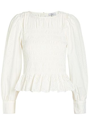 Rails Tabi Broderie-anglaise Cotton-poplin top - White - S (UK8-10 / S)