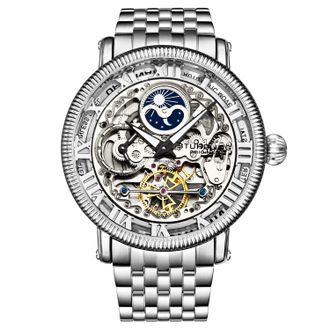 Stührling Mens Silver Special Reserve Automatic 48mm Skeleton - One Size