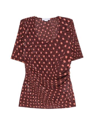 Stella McCartney Red Polka Dot Scoop Neck Top