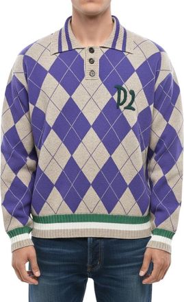 Dsquared2 Multicolor Argyle Shirt Collar Sweater