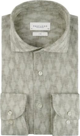 Profuomo Heren, Overhemden, Beige, Maat: XL