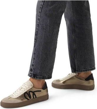 Manfield leren sneakers goud