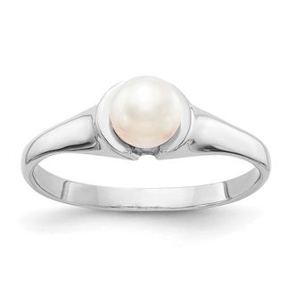 Diamond2Deal 14k White Gold 5mm FW Cultured Pearl Ring