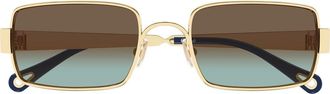 Chlo&eacute; 53mm Gradient Rectangular Sunglasses in Gold at Nordstrom