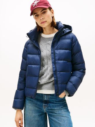Tommy Hilfiger Steppjacke TOMMY HILFIGER LW DOWN CASUAL JACKET, Damen, Gr. XXL (44), schwarz night navy, Steppware, Obermaterial: 100% Nylon, unifarben, regular fit,