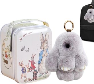 Generic Bunnylu-lu, Bunny-Lulu Keyring In A Tin, Rabbit Pendant, Rabbit Lulu, Easter Bunny With Tin Box, Soft Rabbit Ornament