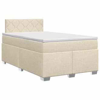vidaXL Cama Box Spring Con Colch&oacute;n Crema 120 X 190 Cm Tela Vidaxl