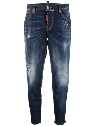 Dsquared2 Hockney cropped jeans - women - Cotton/Cotton/Polyester/Spandex/Elastane - 40 - Blue
