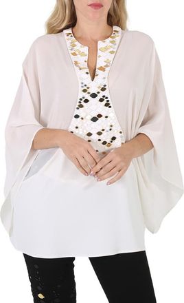 Roberto Cavalli Ladies White / Gold Mirror Snake Embellished Kaftan, Brand Size 44 (US Size 10)