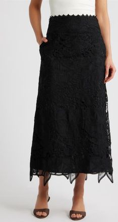 Ciebon Lori Lace Midi Skirt in Black at Nordstrom, Size Small